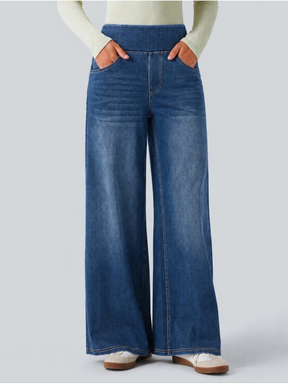 HALARA Flex Denim Wide Leg Pull On Jeans M